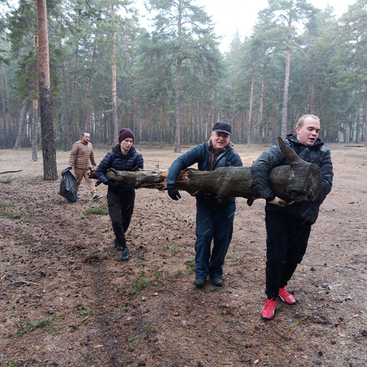 Продолжается уборка мусора в лесном массиве вдоль улицы Молодежной.