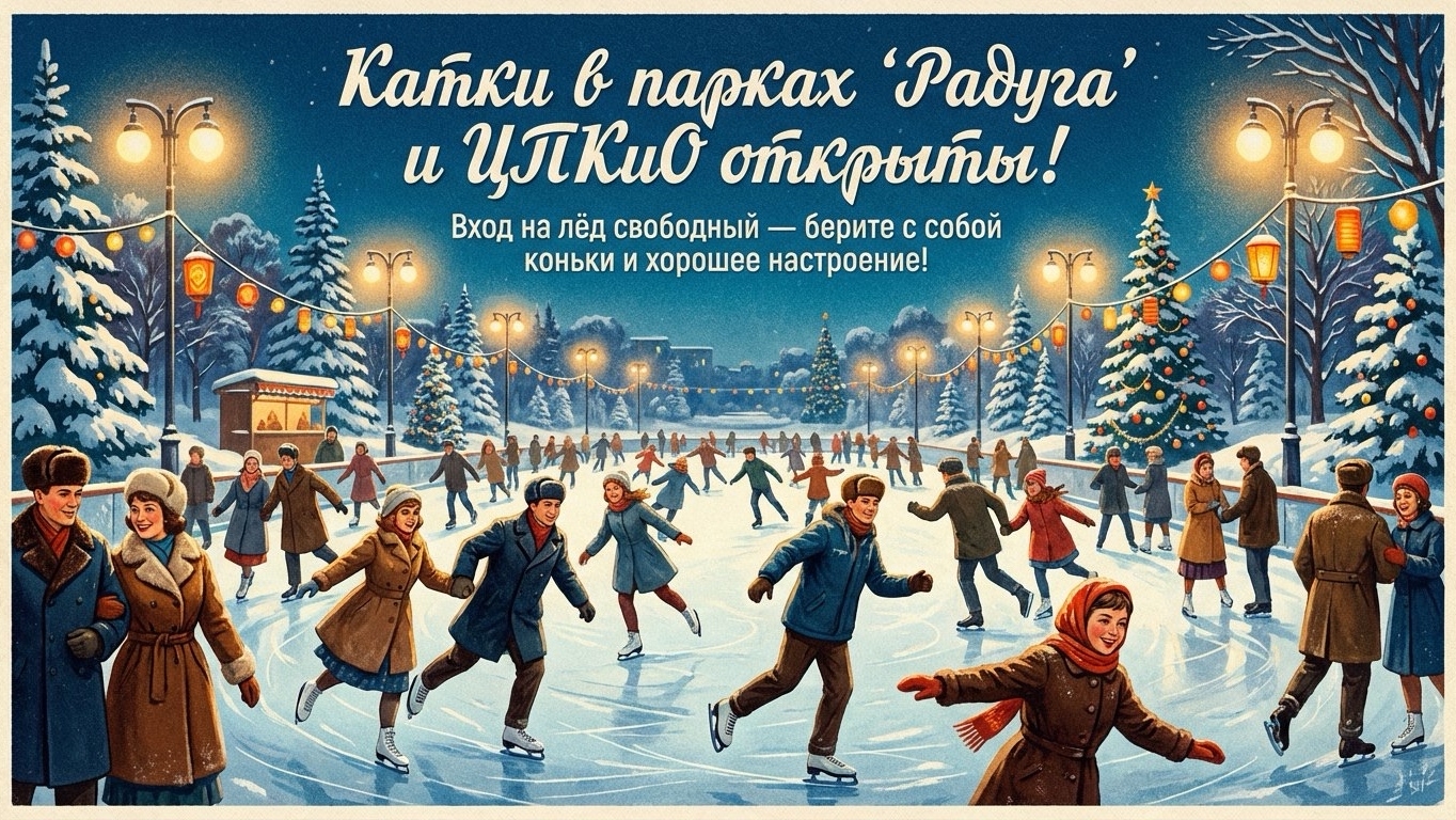 Катки в «Радуге» и ЦПКиО открыты! Вход свободный.